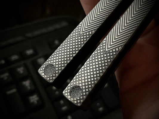 Reduce the handle bias of balisongs that accept 3/16" sexbolts at the base of the handles. This mod replaces the metal sexbolts at the base of the handles with featherweight, shatter-proof polyurethane sexbolts to reduce end-weight and modify the weight distribution of your balisong.