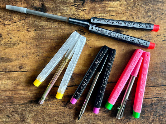 Is it a Pen?...Is it a balisong? Yes! It's the Zippy BaliQuill, a toy butterfly knife that uses almost any standard pen size. Combine balisong flipping and pen spinning with this school & office-friendly pen balisong toy.