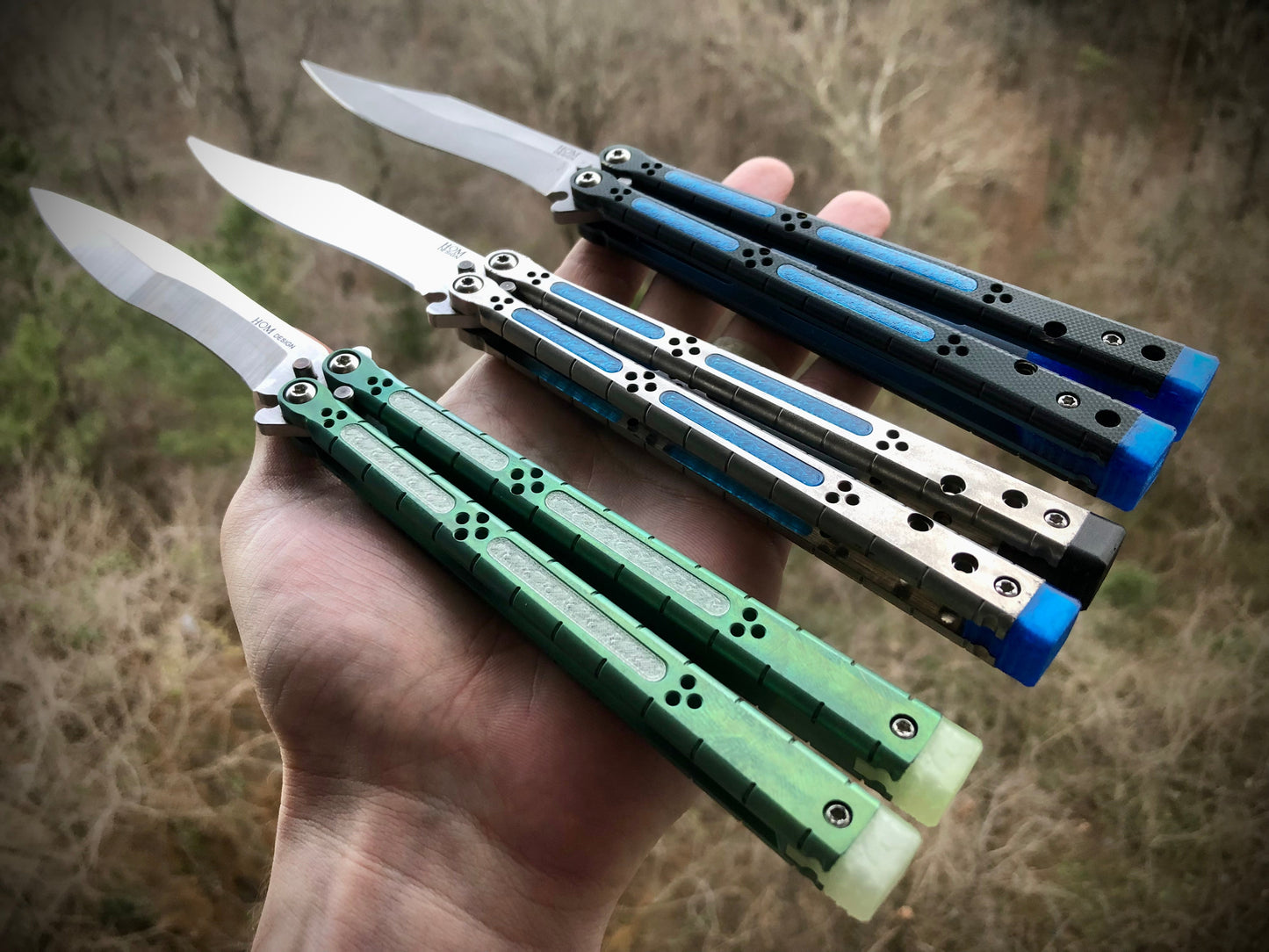 Reduce the handle bias of your HOM i-Basilisk, HOM Basilisk-R (for Titanium and G10/CF variants), and HOM Prodigy balisongs with Zippy extension spacers and handle inlays.