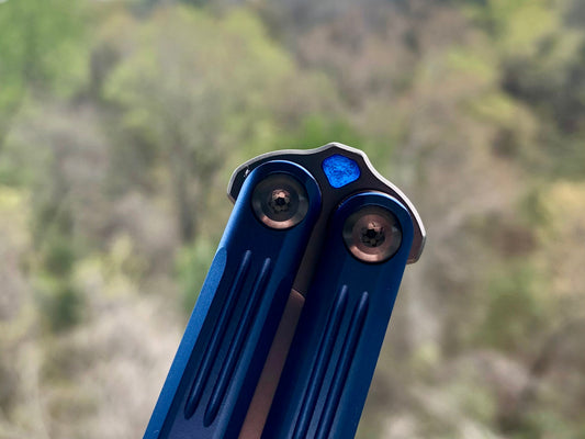 Adjust the balance, extend the handles, and add grip to your LDY balisong Cygnus and Orion flippers with Zippy extension spacers and handle inlays.