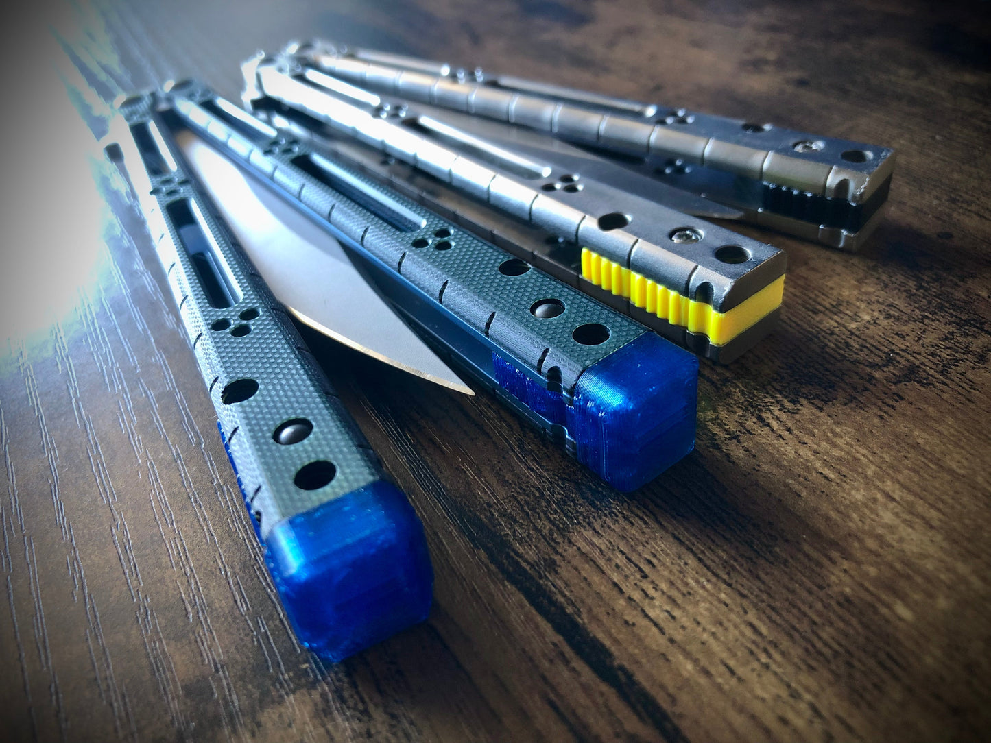 Reduce the handle bias of your HOM i-Basilisk, HOM Basilisk-R (for Titanium and G10/CF variants), and HOM Prodigy balisongs with Zippy extension spacers and handle inlays.