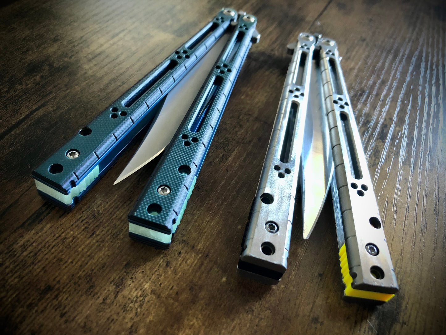Reduce the handle bias of your HOM i-Basilisk, HOM Basilisk-R (for Titanium and G10/CF variants), and HOM Prodigy balisongs with Zippy extension spacers and handle inlays.