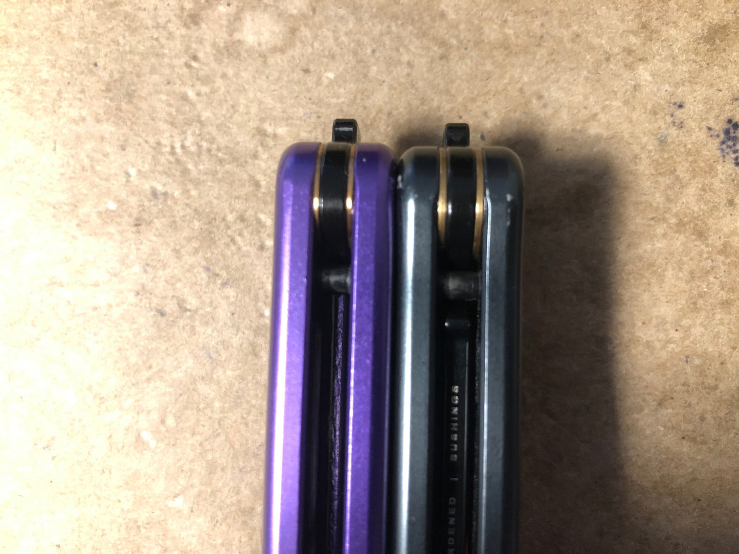 Reduce the handle bias and adjust the balance of your Glidr Arctic, Antarctic, and Bermuda balisong trainers with tungsten-weighted Zippy blade inserts and spacers featuring adjustable balance and positive jimping.
