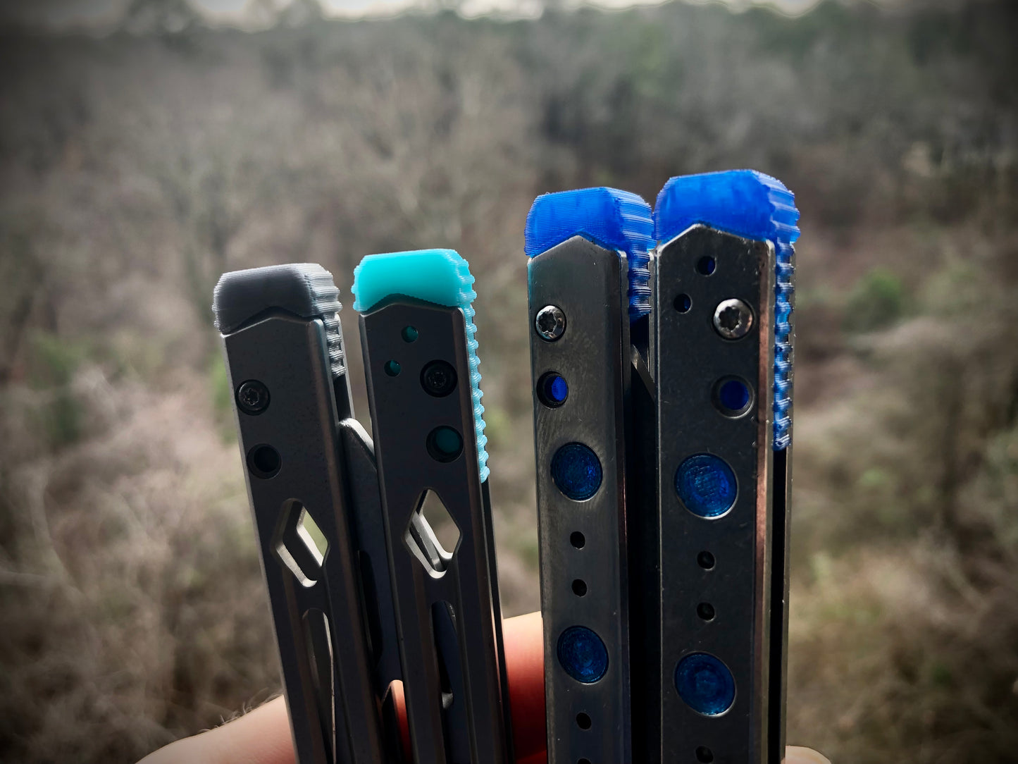 Improve the balance of your Kershaw Lucha balisong for flipping with Zippy mods: extension spacers with Jimping for the Kershaw Lucha and Flytanium Lucha, and the ZippyLucha handle mod with the high-performance Zippy bearing system.