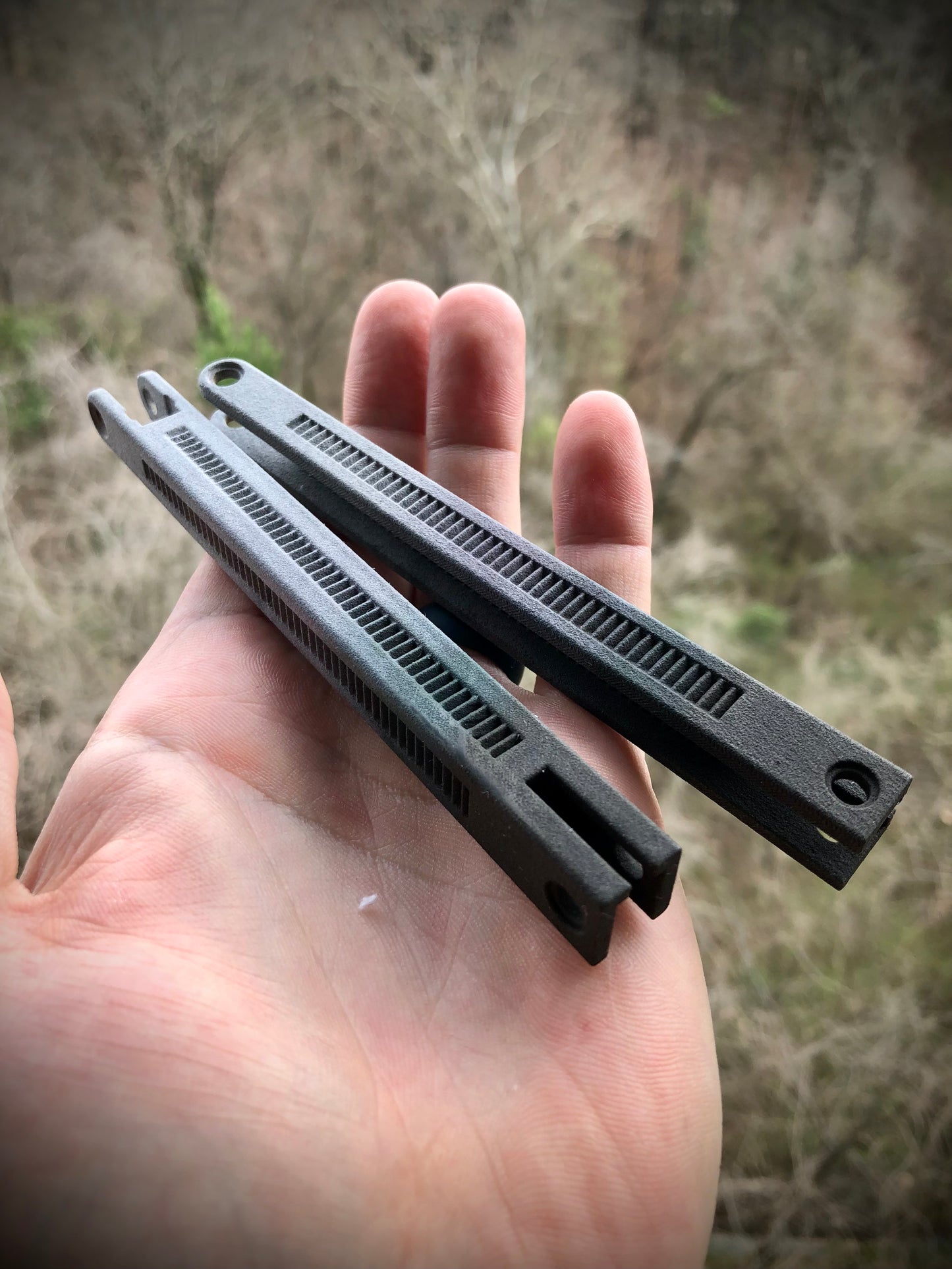 Handle inlays to modify the grip of the Jimpy Sentinel balisong, and re-handles for the Jimpy Designs Tux CM balisong trainer with the renowned Zippy Shutter Tux mod.