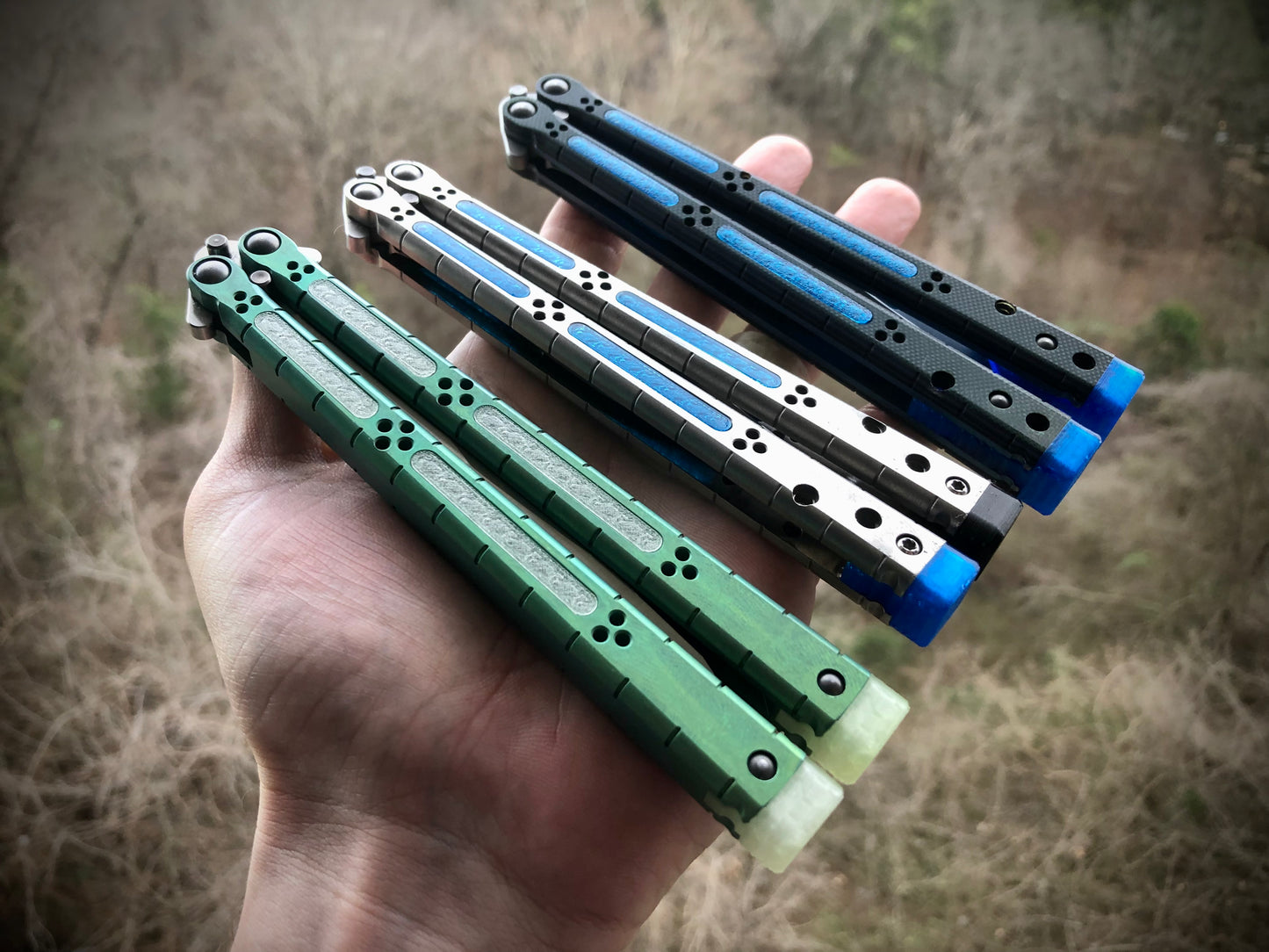 Reduce the handle bias of your HOM i-Basilisk, HOM Basilisk-R (for Titanium and G10/CF variants), and HOM Prodigy balisongs with Zippy extension spacers and handle inlays.
