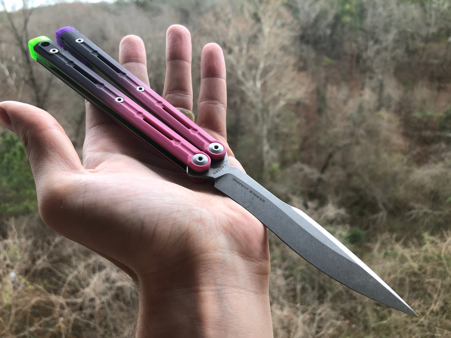 Improve the balance of your Maxace Serpent Striker v3 and Maxace Phantom balisong trainer with tungsten-weighted trainer blade inserts and extension spacers with jimping.