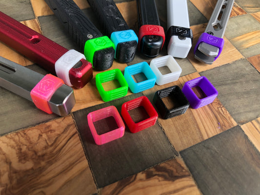 Protect your favorite balisong handles from concrete drops with the original Zippy handle caps. Weight caps to adjust the balance, slim caps for low-profile handle protection and grip for ladders, and LED caps for a light-up balisong experience. Mark your bite handle with the best bite markers on the market.