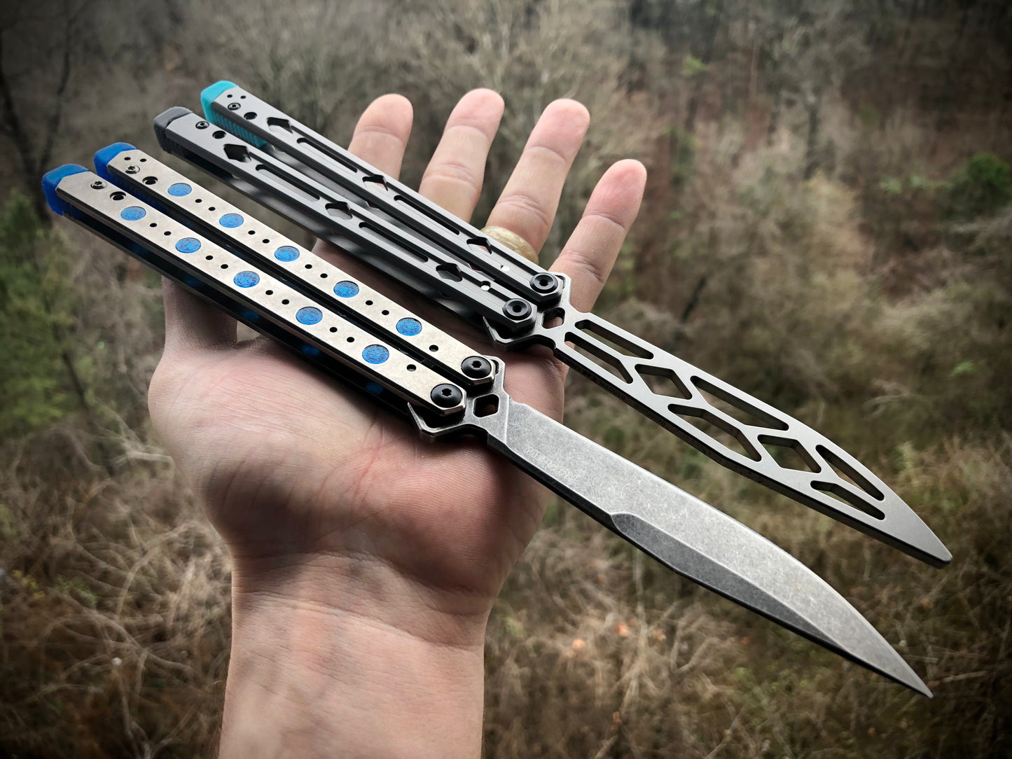Improve the balance of your Kershaw Lucha balisong for flipping with Zippy mods: extension spacers with Jimping for the Kershaw Lucha and Flytanium Lucha, and the ZippyLucha handle mod with the high-performance Zippy bearing system.