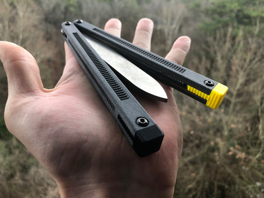 Handle inlays to modify the grip of the Jimpy Sentinel balisong, and re-handles for the Jimpy Designs Tux CM balisong trainer with the renowned Zippy Shutter Tux mod.