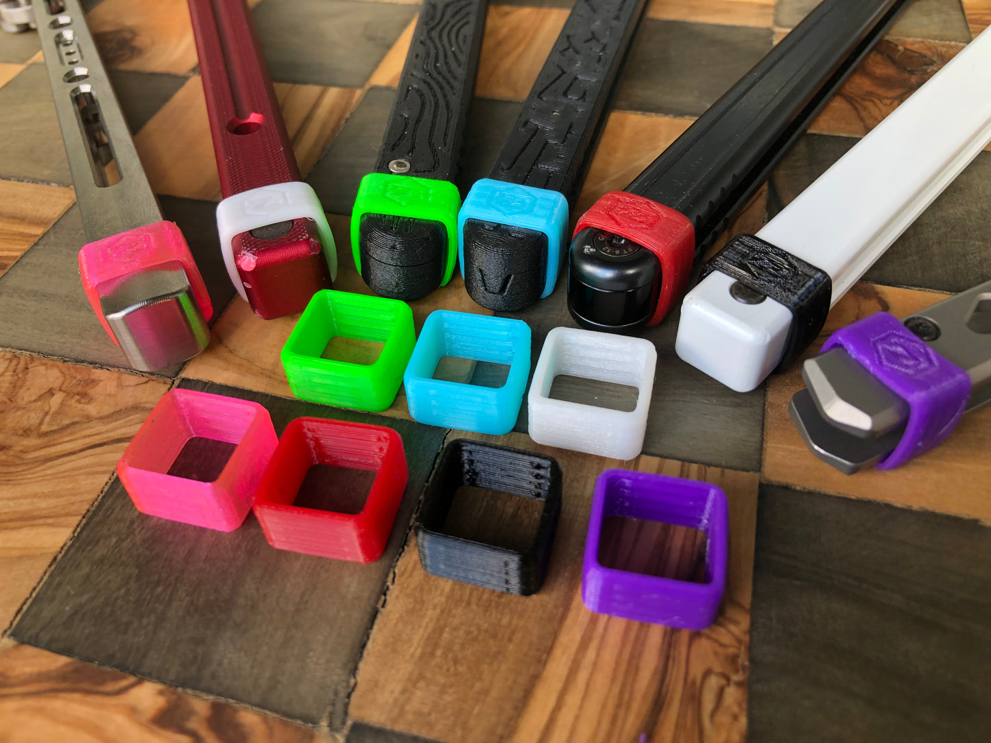 Protect your favorite balisong handles from concrete drops with the original Zippy handle caps. Weight caps to adjust the balance, slim caps for low-profile handle protection and grip for ladders, and LED caps for a light-up balisong experience. Mark your bite handle with the best bite markers on the market.