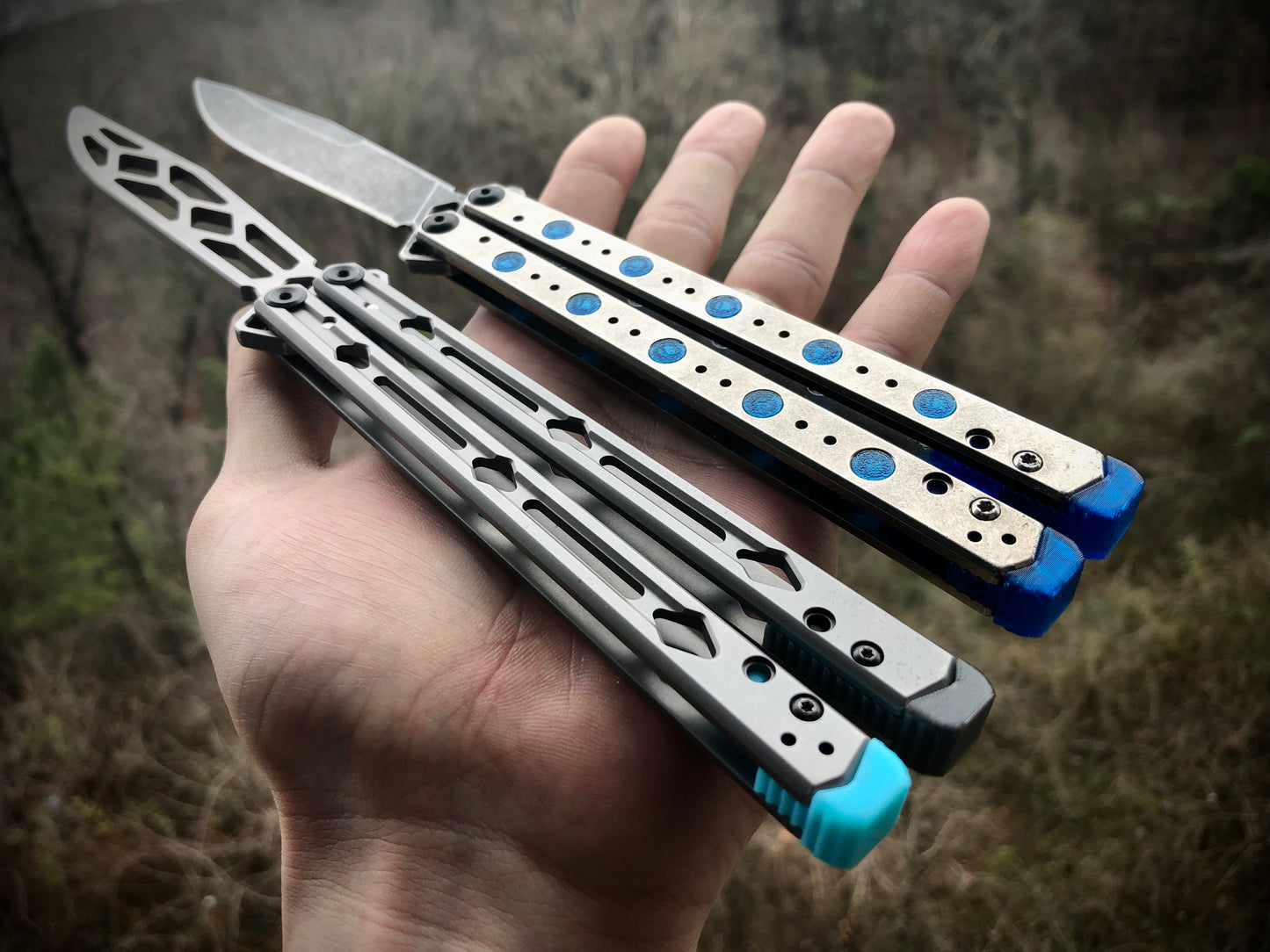 Improve the balance of your Kershaw Lucha balisong for flipping with Zippy mods: extension spacers with Jimping for the Kershaw Lucha and Flytanium Lucha, and the ZippyLucha handle mod with the high-performance Zippy bearing system.