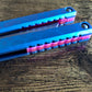These Zippy spacers designed for the Fellowship Blades Gaboon balisong are made in-house from a rubbery, shatter-proof polyurethane. They add additional jimping to the Gaboon, and are also available as extensions which add handle length, protect the handles from drops, and include an adjustable tungsten weight system.