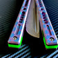 These Zippy spacers are custom-designed for the Hansen Metals Solo butterfly knife They add positive jimping to the Solofor extra grip, and include a tungsten weight system for adjustable balance. This allows you to add end-weight to the Solo to add a light to moderate handle bias.