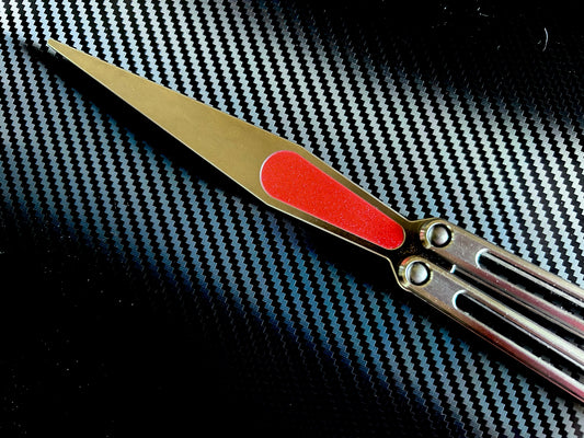 Designed and manufactured by Zippy, this is the stock blade inlay included with each Remshi Shino butterfly knife trainer. This listing allows you to customize your Remshi Shino with different colors.