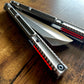 These Zippy speed channel inserts are custom-designed for the Andrew Myers Knife Works (AMKW) Aeon butterfly knife They add positive jimping to the Aeon for extra grip, deepen the sound, and dampen the ring.