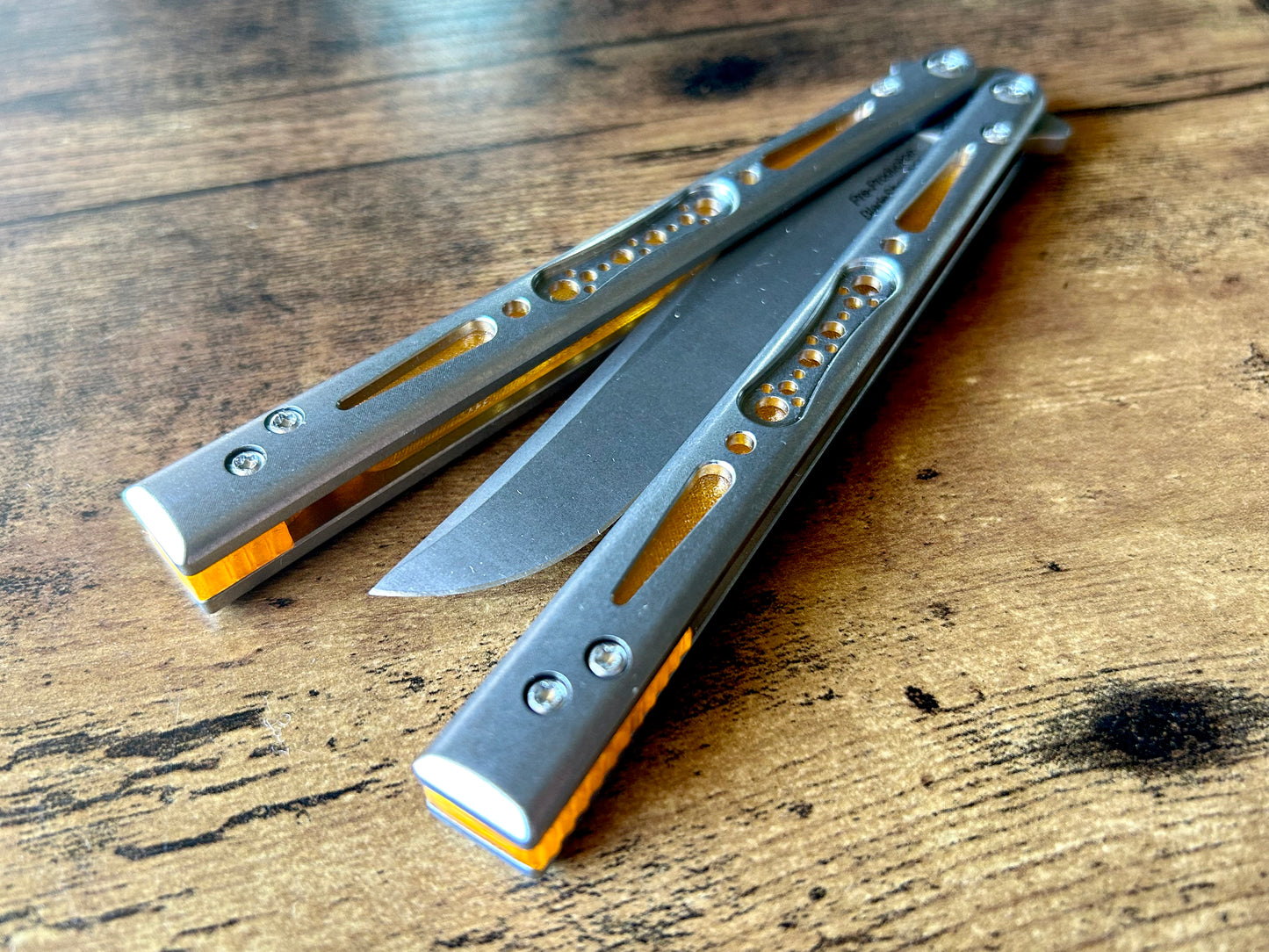 Modify the balance and ergo of your EPS Wraith Balisong with Zippy spacers, made in-house from a rubbery, shatter-proof polyurethane. Compatible with both G10 and Titanium variants. The spacers add positive "saw-tooth" jimping to the Wraith and include a tungsten weight system for adjustable balance. The spacers are available as either full-length flush spacers, or handle extensions which add length and protect the handles from drops.