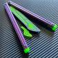 These Zippy spacers and blade inserts designed for the Nabalis Impulse butterfly knife trainer are made from a shatter-proof polyurethane. The spacers extend and protect the handles, feature positive jimping, and enable adjustable balance with up to 3x removable tungsten weights per spacer. The blade inserts increase momentum and enable you to adjust the balance with the optional tungsten-weighted tip insert.