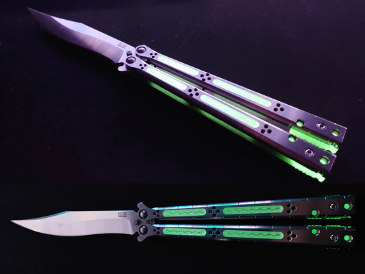 Couteau papillon d'entraînement Squid Industries Swordfish, Silver  Blade/Black Handles/Silver HW