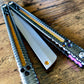 Adjust the balance of your B.A. Balis Nakiri balisong with custom-made Zippy spacers.&nbsp;The Zippy spacers offer reduced handle bias compared to the stock spacers, and offer 3x intermediate balance configurations. Cosmetic blade inserts are included. Optional handle inlays add a pop of color.&nbsp;