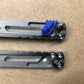 Modify the grip of your Squid Industries Tsunami balisong with these custom-made Zippy mods that adds jimping to the inside of the handles, and inlays to the surface. These polyurethane jimping and handle inlay mods can also be used to add a pop of color or mark the bite handle.