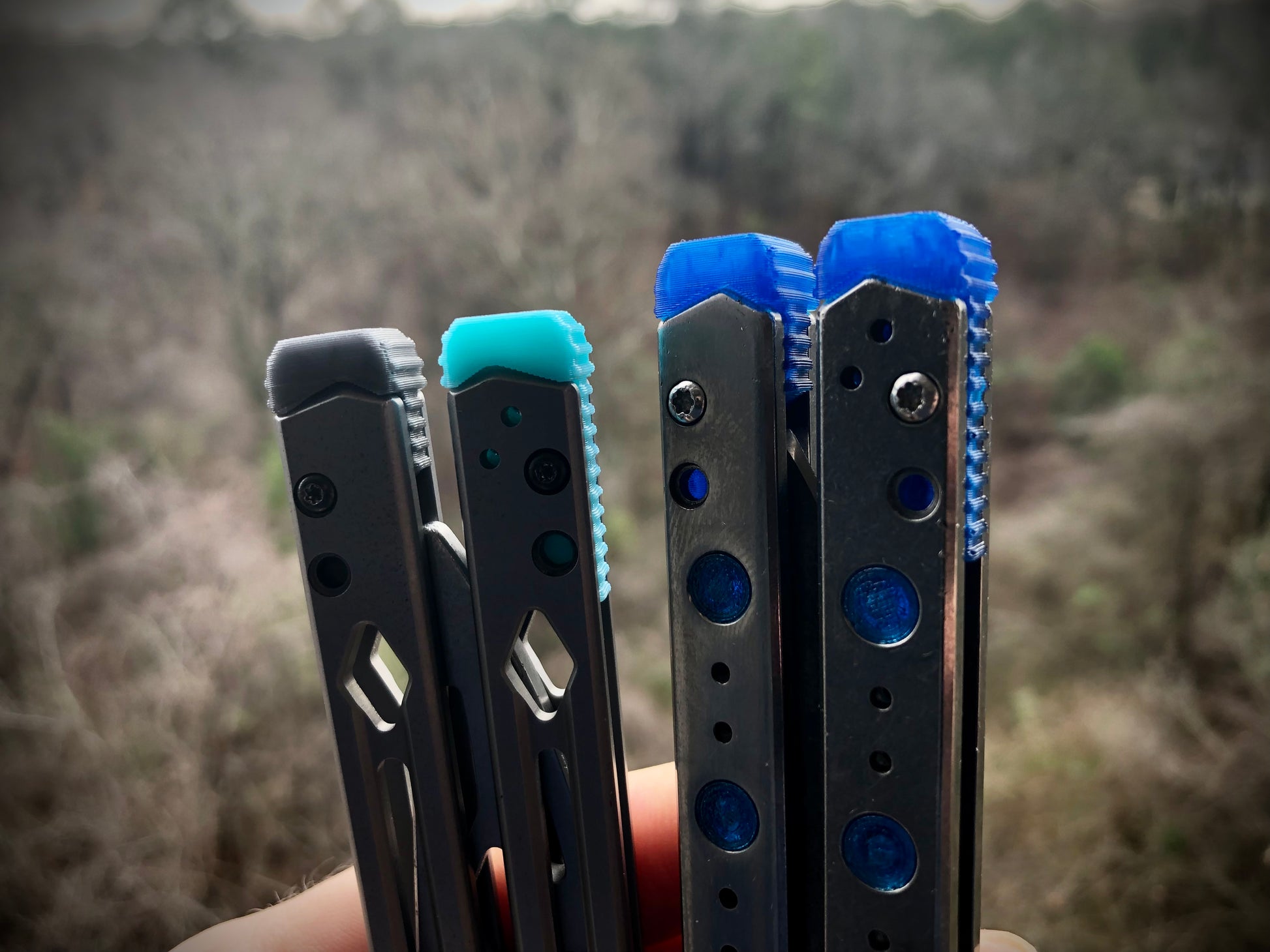Improve the balance of your Kershaw Lucha balisong for flipping with Zippy mods: extension spacers with Jimping for the Kershaw Lucha and Flytanium Lucha, and the ZippyLucha handle mod with the high-performance Zippy bearing system.