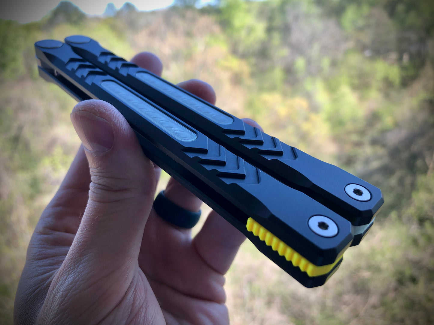 Reduce the handle bias and add grip to your Revo Nexus balisong with Zippy handle inlays and lightweight spacers featuring positive jimping. revo nexus, revo nexus balisong, revo nexus for sale, revo nexus mods, revo knife, nexus knife, revo nexus knife, revo butterfly knife, revo balisong knife, nexus balisong knife, nexus balisong, revo balisong