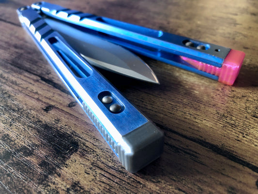 Improve the balance of your Blade Runner Systems Replicant, BRS Alpha Beast, and BRS Barebones with Zippy Spacers. Adjustable balance, positive jimping, and handle extensions to protect your favorite balisongs from concrete drops.